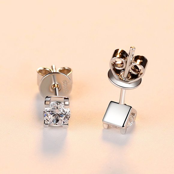 S925 Sterling Silver Stud Earrings Zircon Women's ZB1170551 - Picture 4 of 5